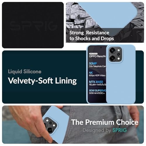 SPRIG Compatible with Oppo Reno 14 Pro Premium SilkTone Back Cover Drop Tested Shock Proof Mobile Case for Men, Women, Boys and Girls with Camera Protection (Blue) - Image 2