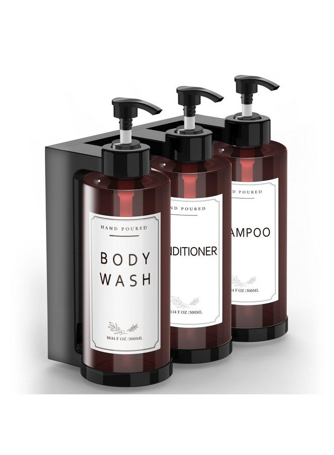 Jewaytec Plastic Soap Dispenser，Wall Mount Shower Pump，No-Drill Wall Mounted Shower Soap Dispenser，Shampoo and Conditioner Dispenser Modern Refillable Shampoo Pump Bottles for Shower Soap - Image 1