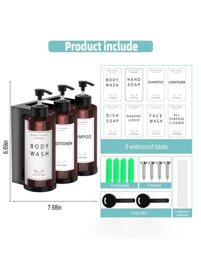 Jewaytec Plastic Soap Dispenser，Wall Mount Shower Pump，No-Drill Wall Mounted Shower Soap Dispenser，Shampoo and Conditioner Dispenser Modern Refillable Shampoo Pump Bottles for Shower Soap - Image 4