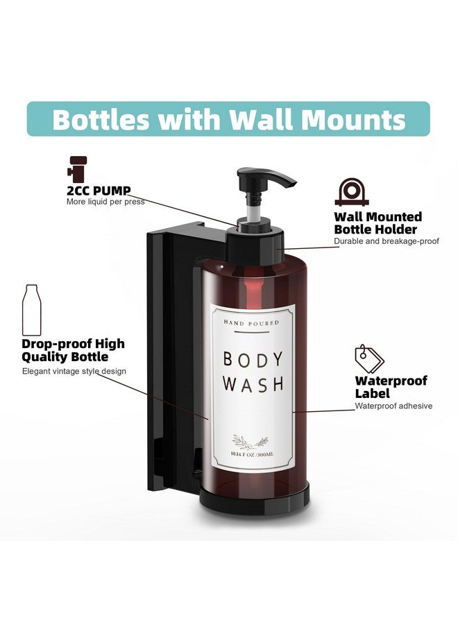Jewaytec Plastic Soap Dispenser，Wall Mount Shower Pump，No-Drill Wall Mounted Shower Soap Dispenser，Shampoo and Conditioner Dispenser Modern Refillable Shampoo Pump Bottles for Shower Soap - Image 2