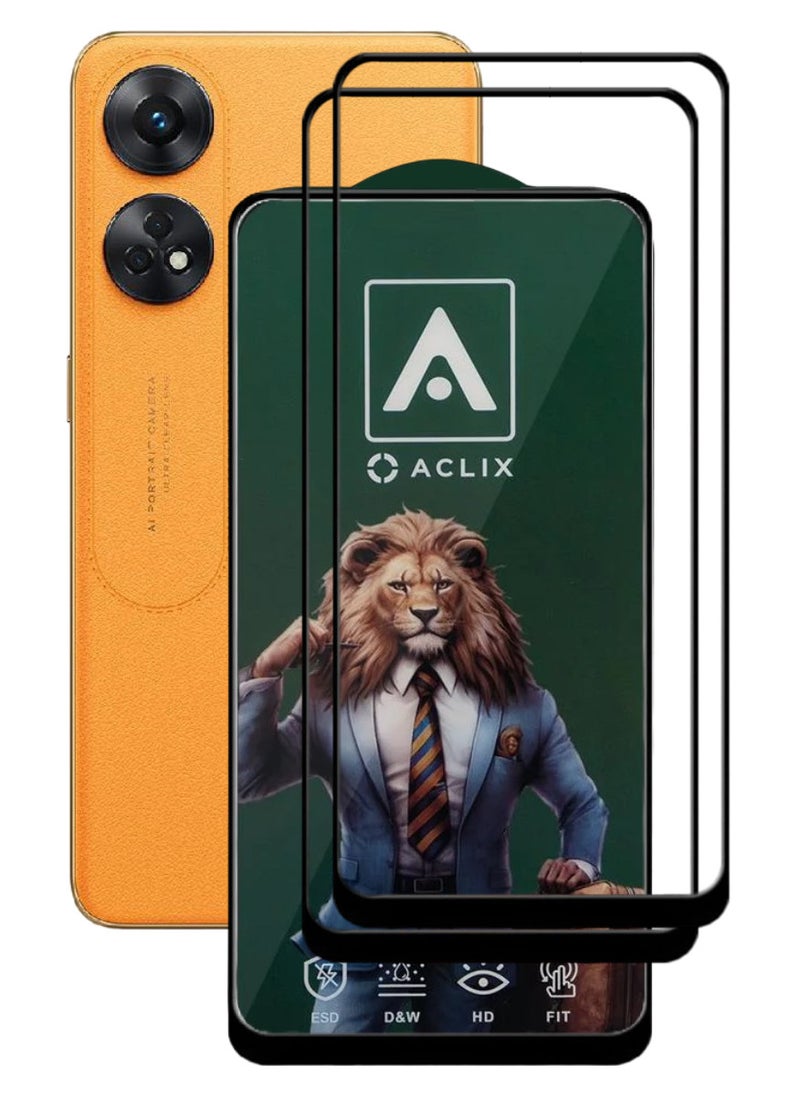 ACLIX 2 Pieces Antistatic ESD Dustproof Premium Quality High Definition Tempered Glass Screen Protector Designed For Oppo Reno8 T - Image 1