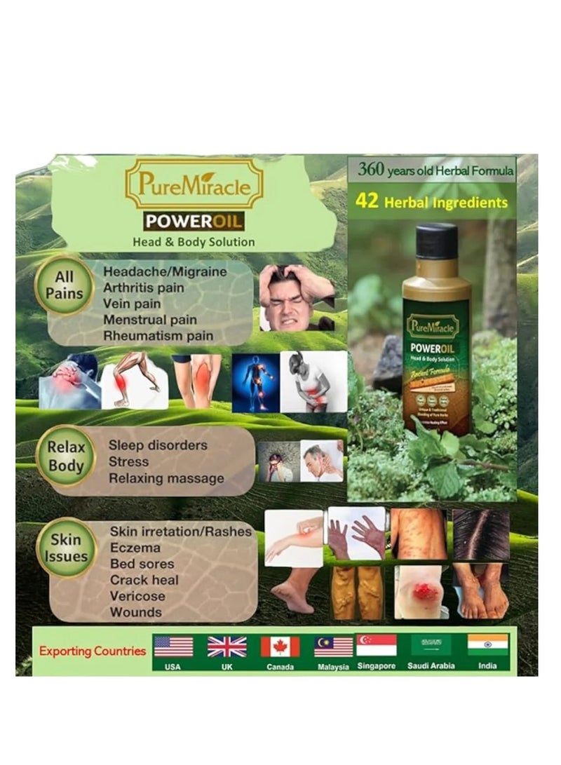 PURE MIRACLE POWER OIL for Head And Body - Natural Therapy Oil Infused With Pure Ayurvedic Herbs-150 ml - Image 3