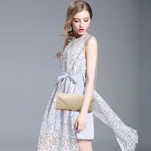 BBjinronjy Clutch Purses for Women,Evening Bag Envelope Clutch with Detachable Chain Sparkle Elegance (Champagne Gold 1) - Image 2