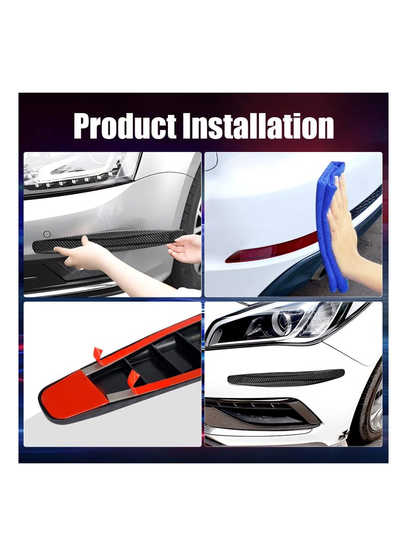 Generic 8Pcs Car Front Rear Bumper Protector Strip, Universal Carbon Fiber Textured Rubber Bumper Protector Strip, Suitable for Cars, SUVs, Trucks Bumper Protection Trim (Black)  - Image 1