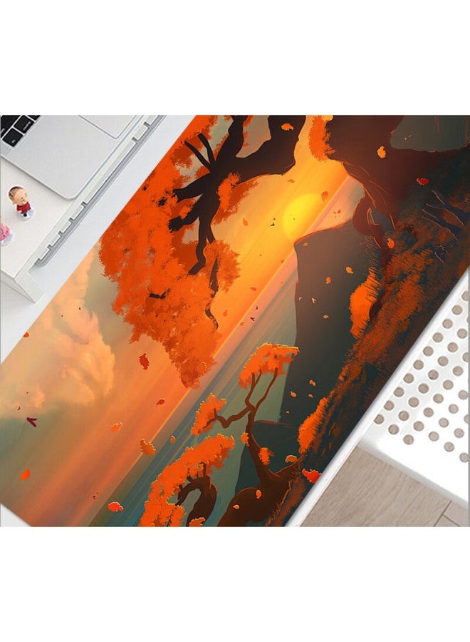 Lesailes Lesailes Autumn Tree Gaming Mouse Pad Extra Large Office Computer Keyboard Desk Pad Thickened 1 Meter Yellow Orange Color 1000*400*3mm - Image 1