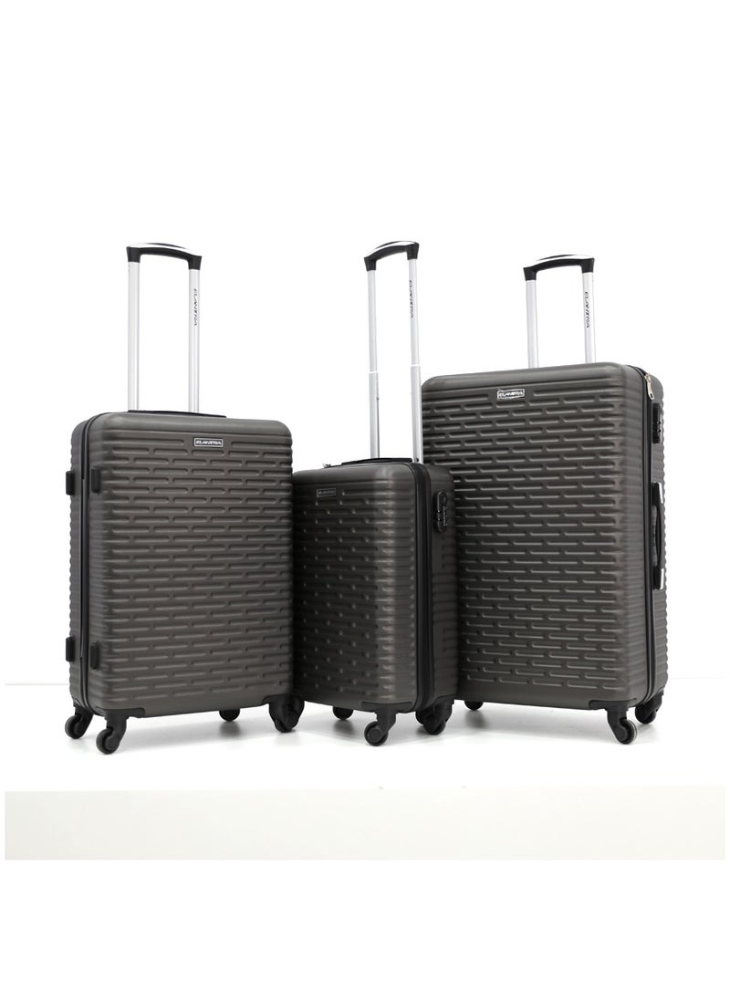 ELANTRA - Hardshell Luggage Trolley Bag 3 Pieces Set With Spinner Wheels,Grey (S-20inch,M-24inch,L-28inch) - Image 1