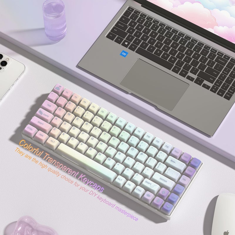 Womier Keyboard Keycaps Jelly - Shine Through keycaps, Transparent Clear Key Cap, Custom 60 65 75 100 Percent for Cherry MX, Outemu, Gateron Mechanical Keyboards (MDA Profile-Starry Sky) - Image 5