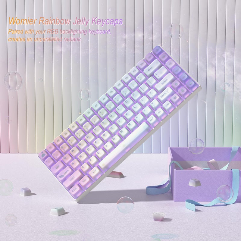 Womier Keyboard Keycaps Jelly - Shine Through keycaps, Transparent Clear Key Cap, Custom 60 65 75 100 Percent for Cherry MX, Outemu, Gateron Mechanical Keyboards (MDA Profile-Starry Sky) - Image 4