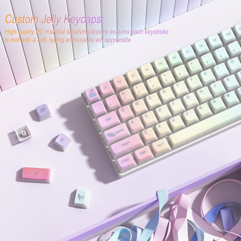Womier Keyboard Keycaps Jelly - Shine Through keycaps, Transparent Clear Key Cap, Custom 60 65 75 100 Percent for Cherry MX, Outemu, Gateron Mechanical Keyboards (MDA Profile-Starry Sky) - Image 2