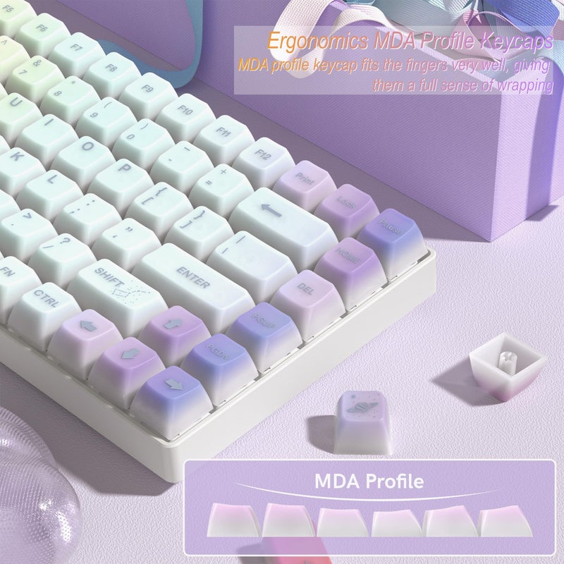 Womier Keyboard Keycaps Jelly - Shine Through keycaps, Transparent Clear Key Cap, Custom 60 65 75 100 Percent for Cherry MX, Outemu, Gateron Mechanical Keyboards (MDA Profile-Starry Sky) - Image 3