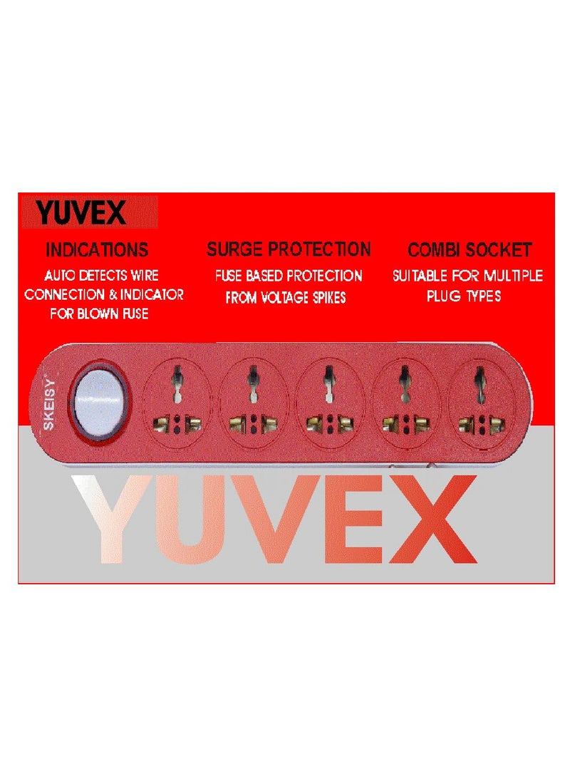 yuvex Yuvex Skeisy Ext5015 Outlet with 1 Switch Power Strip with 25mtr Cable Capacity up 10amp and led Switch Indicator  - Image 4