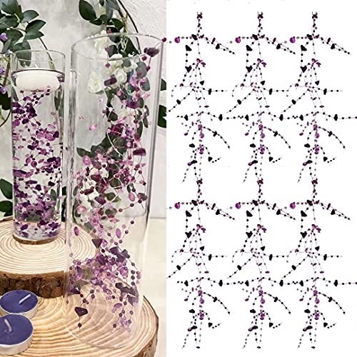 TeaSu 12pcs Purple Crystal String, for Floating Candles Centerpieces Table Decorations, Crystal Bead Filler for Party, Birthday Decorations - Image 1