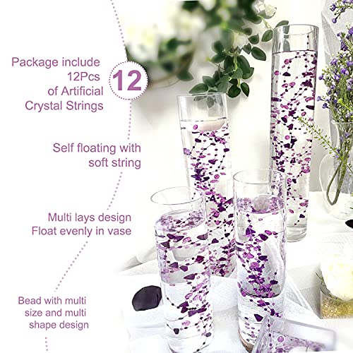 TeaSu 12pcs Purple Crystal String, for Floating Candles Centerpieces Table Decorations, Crystal Bead Filler for Party, Birthday Decorations - Image 2