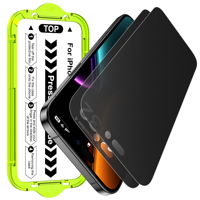 Esanik 2-Pack for iPhone 17 Pro Matte Privacy Glass Screen Protector, Anti-Glare & Anti-Spy,Anti-Reflection, Smooth as Silk, Military-Grade 9H Hardness,Flawless Fit Tray - Image 1