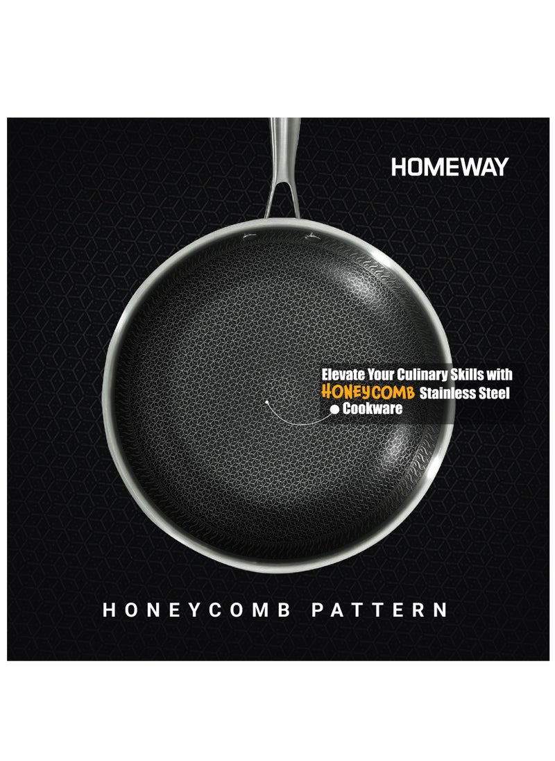 Homeway - 28CM Stainless Steel Honeycomb Fry Pan – Nonstick, Induction & Gas Compatible With Super Durable&Highly Scratch Resistent - Image 1
