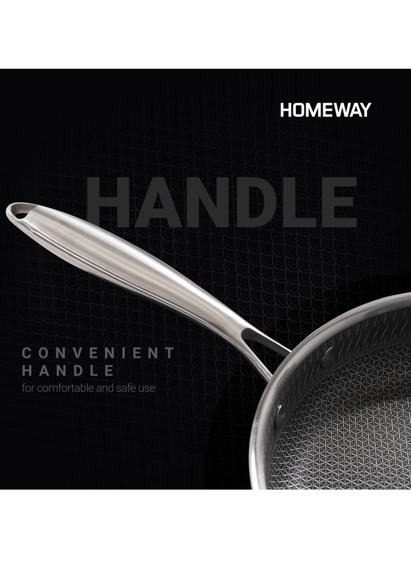 Homeway - 28CM Stainless Steel Honeycomb Fry Pan – Nonstick, Induction & Gas Compatible With Super Durable&Highly Scratch Resistent - Image 1