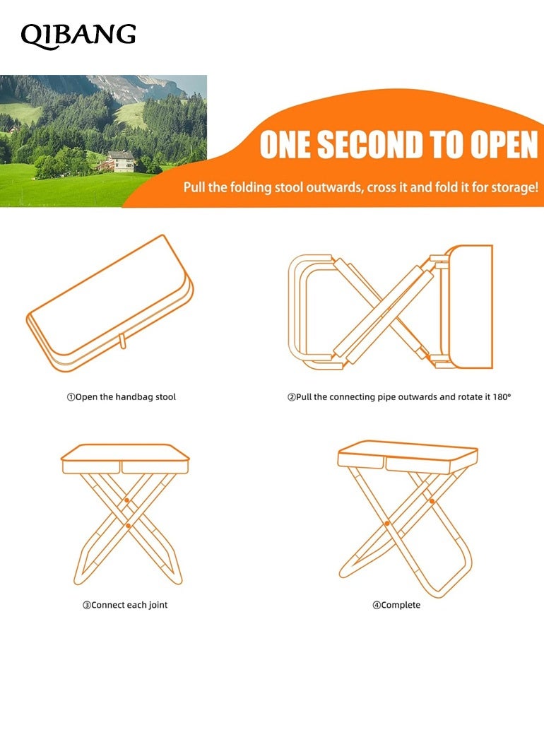 QIBANG Foldable Backpack Stool, Camping Stool， 13 Inch Portable Folding Stool for Adults, Lightweight Small Foldable Stools for Fishing Hiking Outdoor Gardening - Image 4
