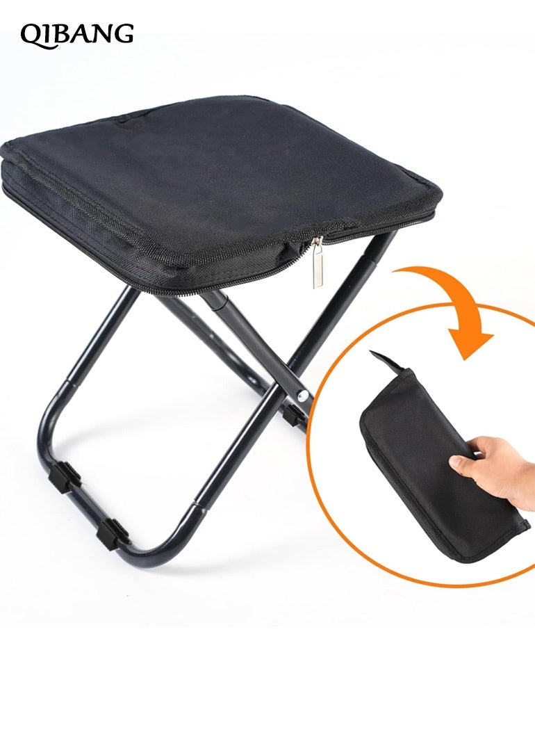 QIBANG Foldable Backpack Stool, Camping Stool， 13 Inch Portable Folding Stool for Adults, Lightweight Small Foldable Stools for Fishing Hiking Outdoor Gardening - Image 1