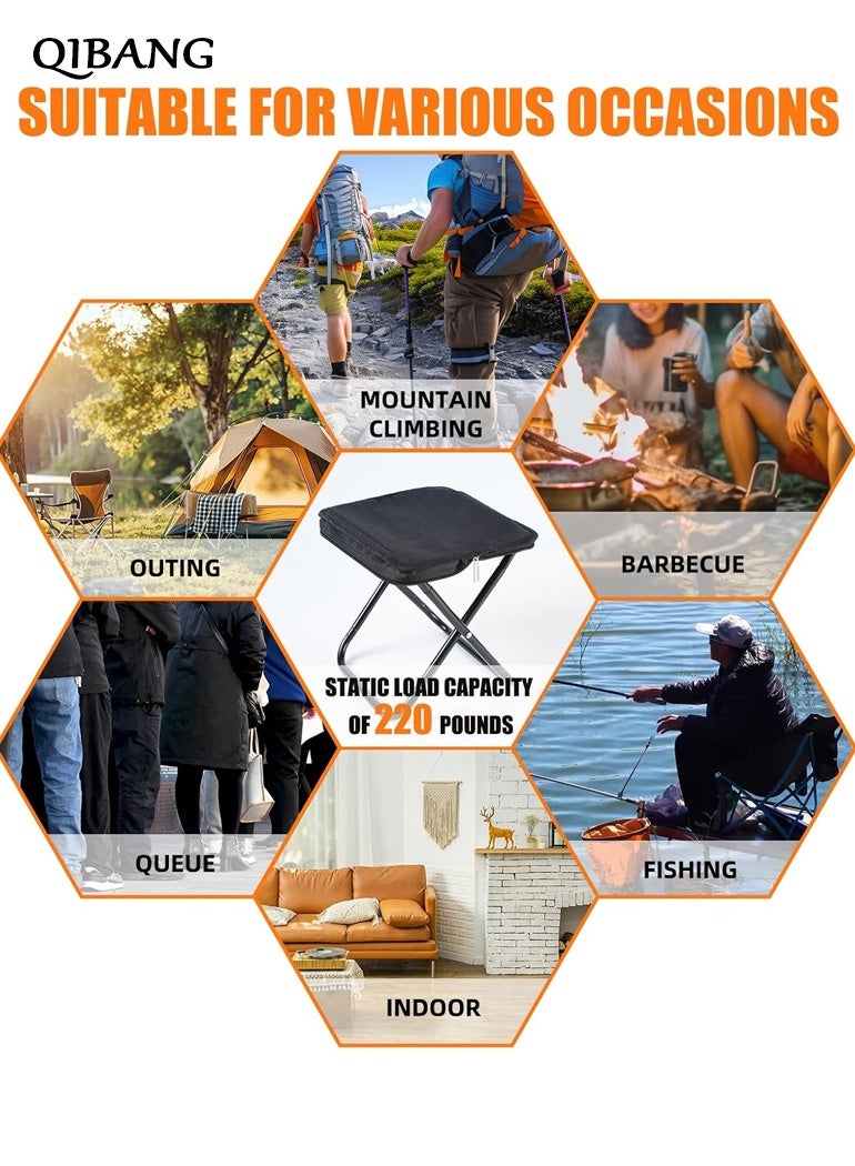 QIBANG Foldable Backpack Stool, Camping Stool， 13 Inch Portable Folding Stool for Adults, Lightweight Small Foldable Stools for Fishing Hiking Outdoor Gardening - Image 5