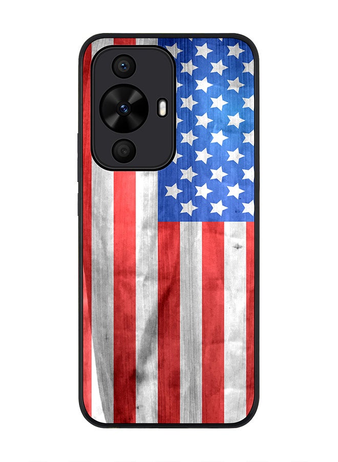 Stylizedd Rugged Black edge case for Huawei nova 12s / Huawei nova 11/ Huawei nova 12 Lite 4G, Slim fit Flexible Anti Drop Thin Cover - USA Grunge Flag - Image 1