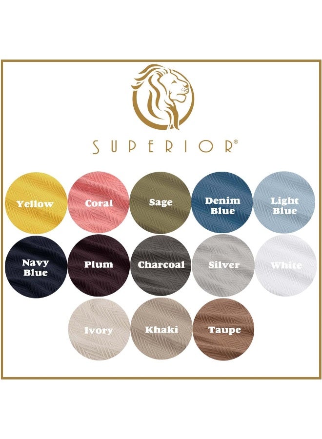Superior Superior Metro AllSeason Cotton Blanket Woven Blanket for Couch Bed Bedding Farmhouse Home Essentials Cute and Cozy Bohemian Blankets Herringbone Weave King White  - Image 4
