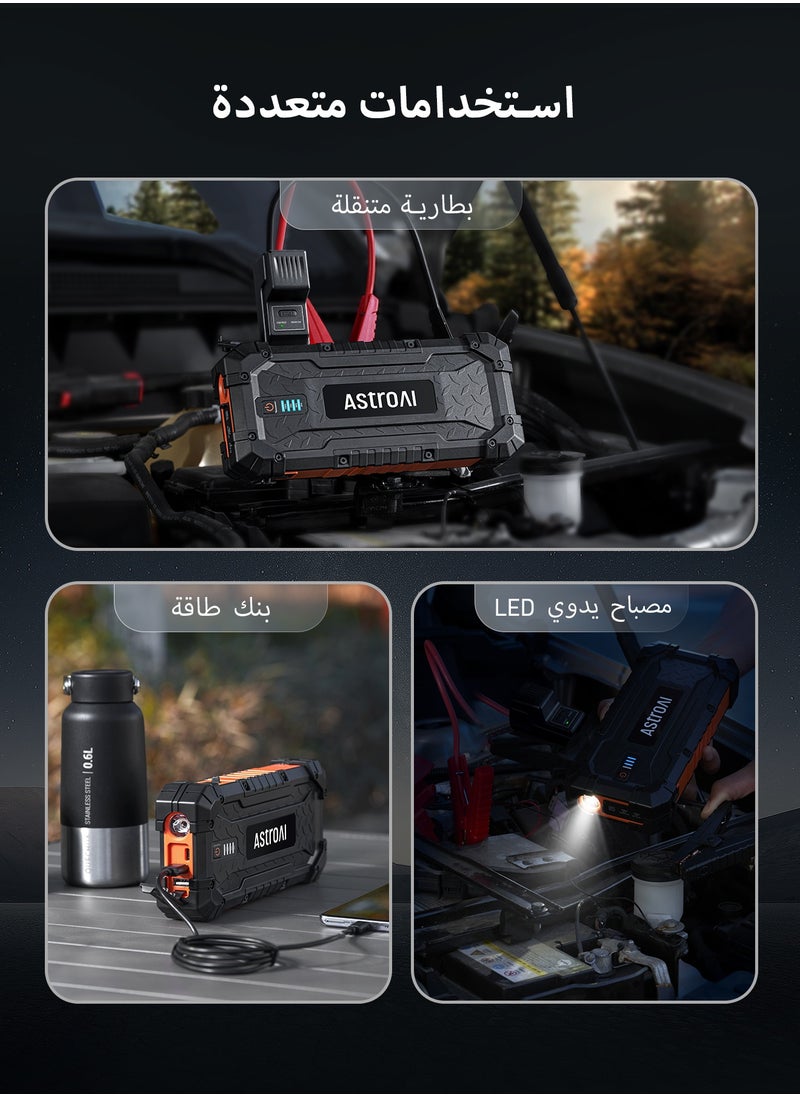 AstroAI AstroAI S8 Ultra 26800mAh 6000A 88.8Wh  Car Jumper Starter Batteries , Portable Car Jump Starter for Up to 10.0L Gas & 8.0L Diesel Engines, Portable 12V Jump Box with USB Quick Charge and DC/Type C Port from USA  - Image 3