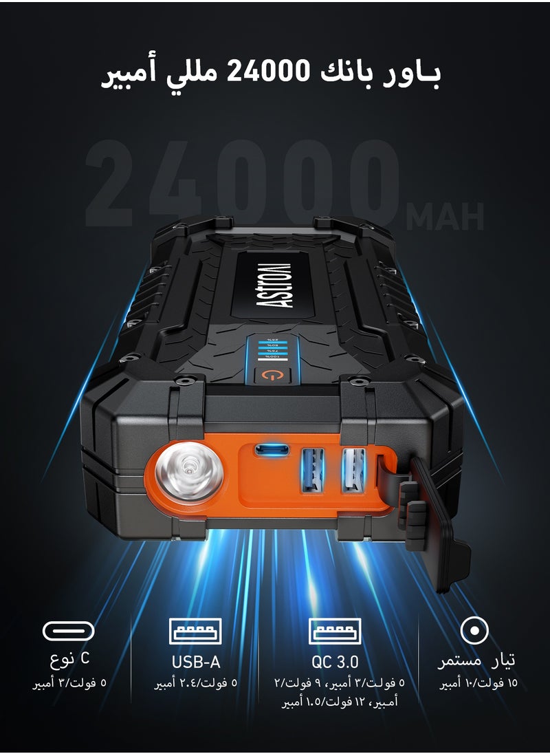 AstroAI AstroAI S8 Ultra 26800mAh 6000A 88.8Wh  Car Jumper Starter Batteries , Portable Car Jump Starter for Up to 10.0L Gas & 8.0L Diesel Engines, Portable 12V Jump Box with USB Quick Charge and DC/Type C Port from USA  - Image 4
