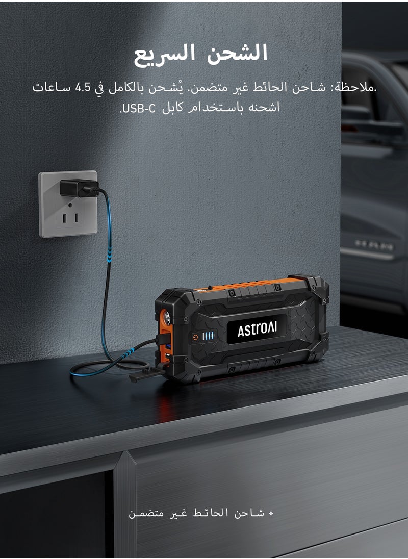 AstroAI AstroAI S8 Ultra 26800mAh 6000A 88.8Wh  Car Jumper Starter Batteries , Portable Car Jump Starter for Up to 10.0L Gas & 8.0L Diesel Engines, Portable 12V Jump Box with USB Quick Charge and DC/Type C Port from USA  - Image 2