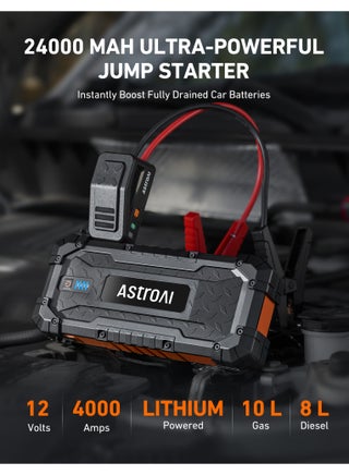 AstroAI S8 Ultra 4000A 88.8Wh  Car Jumper Starter Batteries Portable Car Jump Starter for Up to 10.0L Gas & 8.0L Diesel Engines Portable 12V Jump Box with USB Quick Charge and DC/Type C Port from USA for Gifts - view 2