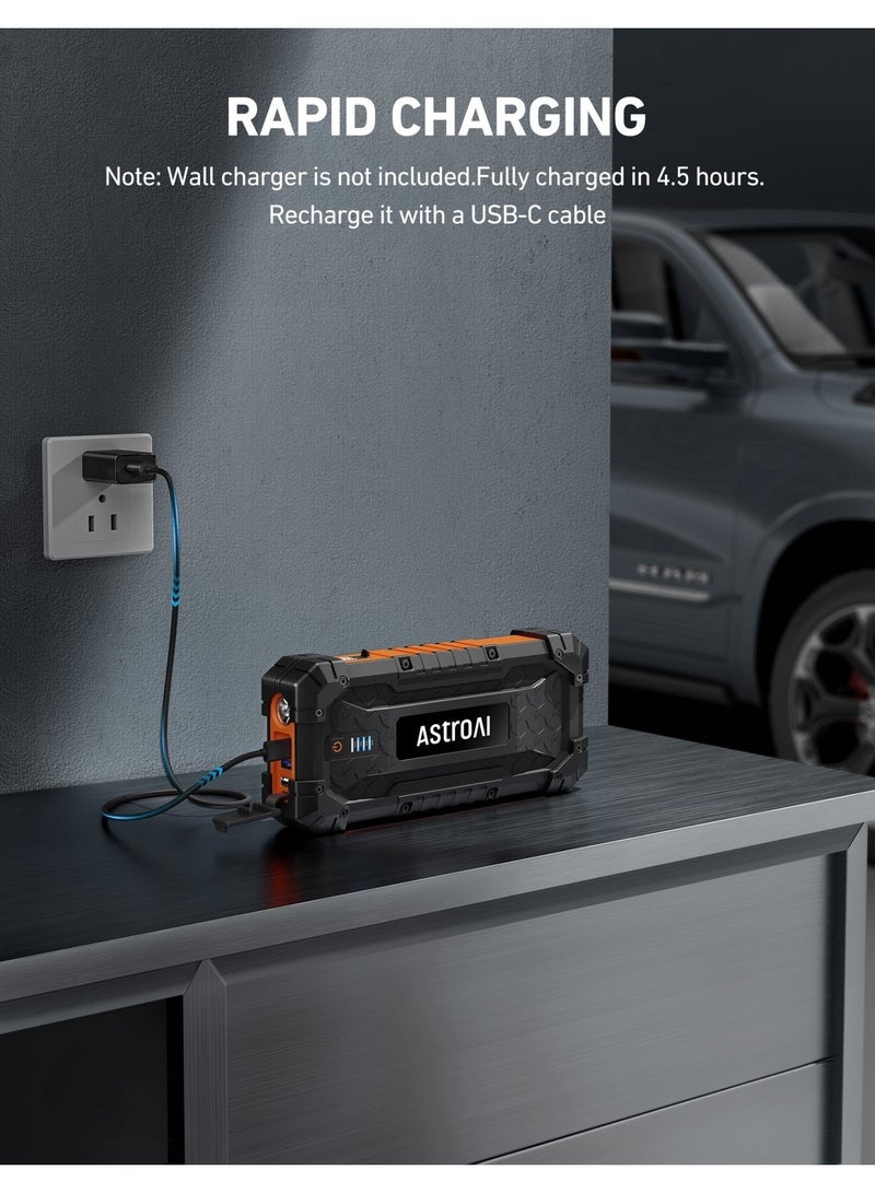 AstroAI S8 Ultra 4000A Car Jumper Starter Batteries Portable Car Jump Starters for Up to 10.0L Gas & 8.0L Diesel Engines Portable 12V Portable Jump Box with 3 Modes Flashlight Auto Battery Booster with Jumper Cable Father's Day Gift Present for Dad - Image 4