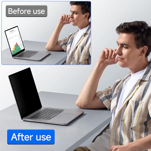 ZOEGAA 4-way 360° Privacy Screen For 14 Inch 16:10 Laptop That Screen Size is 11.9 in Wide and 7.4 in High. Removable Privacy Screen For Laptop Monitor, Anti Glare And Blue Light, Compatible With HP Dell Lenovo Asus Samsung Acer Thinkpad - Image 4