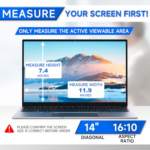 ZOEGAA 4-way 360° Privacy Screen For 14 Inch 16:10 Laptop That Screen Size is 11.9 in Wide and 7.4 in High. Removable Privacy Screen For Laptop Monitor, Anti Glare And Blue Light, Compatible With HP Dell Lenovo Asus Samsung Acer Thinkpad - Image 2