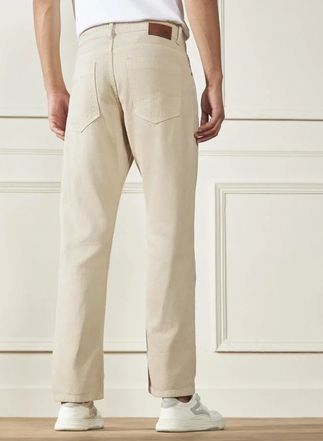 Dennis Lingo  Men'S Ecru 100% Cotton Denim Full Length Relaxed Jeans for Men | Best Price UAE