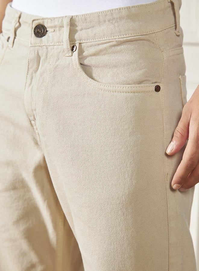 Dennis Lingo Men'S Ecru 100% Cotton Denim Full Length Relaxed Jeans - Image 2