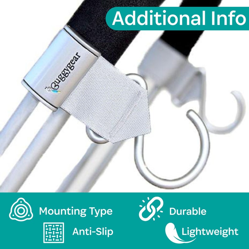 BUGGYGEAR Boutique Stroller Hooks, Platinum, 2 Count - Image 5