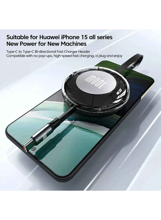 Black Retractable USB C Fast Charging Cable for Laptops Tablets iPhone 15 16 Series - Image 3