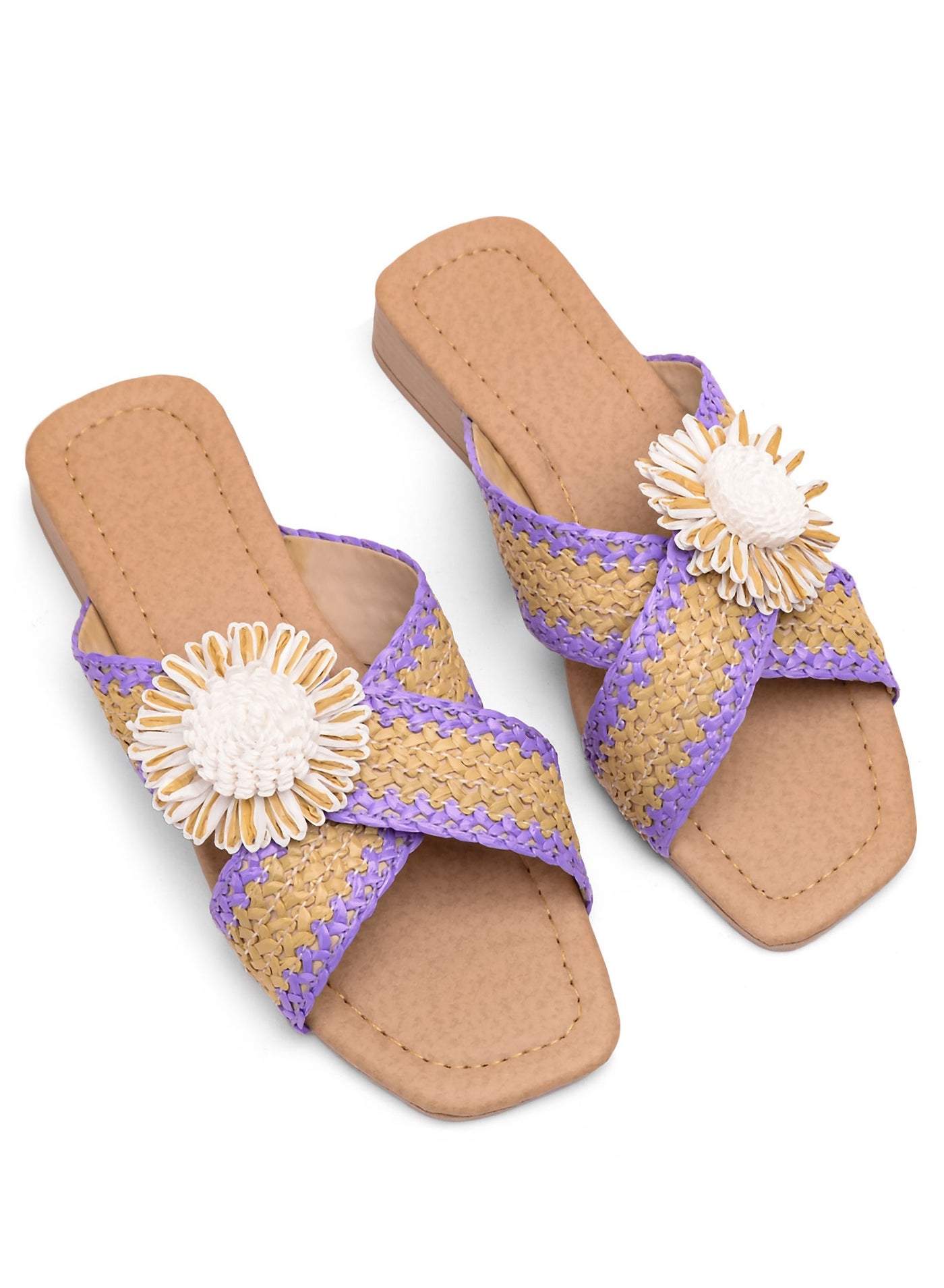 High-quality summer leather slippers SF-53-PURPLE