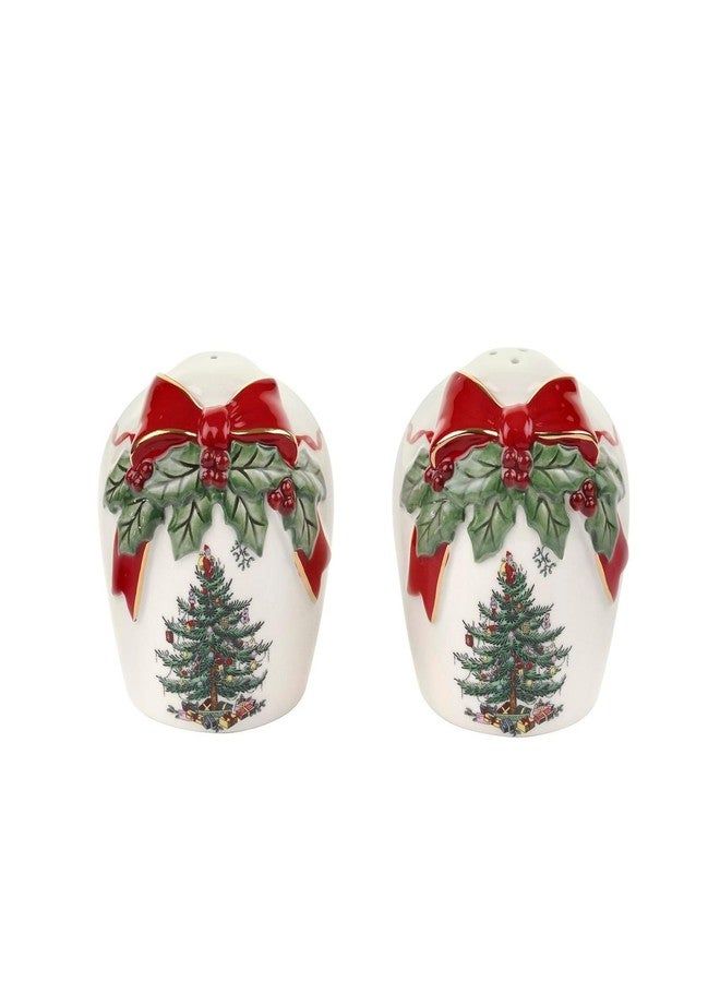 Spode Christmas Tree Ribbons Salt & Pepper Shaker Set (2-Piece)- Holiday Kitchen & Table Décor - Festive Home Accent, Christmas Gift/Stocking Stuffer for Collectors & Holiday Enthusiasts - Image 1