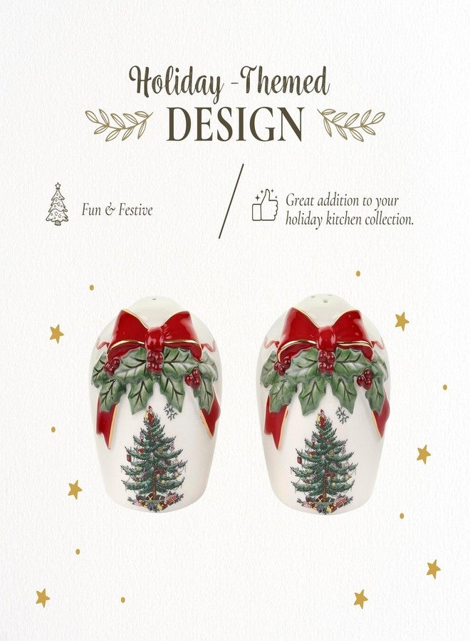 Spode Christmas Tree Ribbons Salt & Pepper Shaker Set (2-Piece)- Holiday Kitchen & Table Décor - Festive Home Accent, Christmas Gift/Stocking Stuffer for Collectors & Holiday Enthusiasts - Image 3