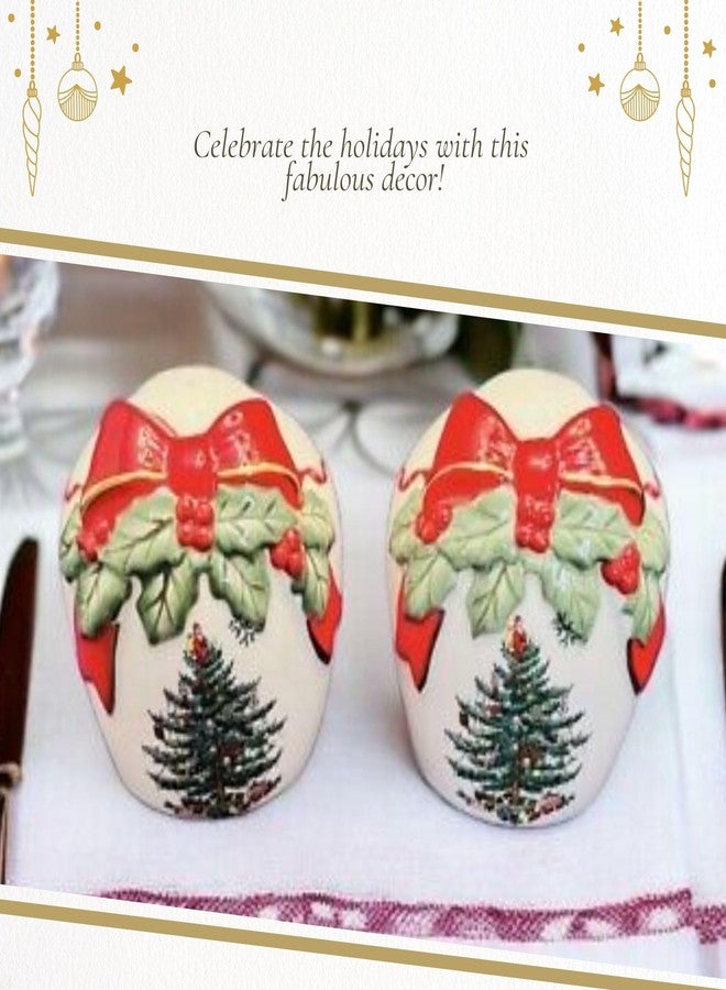Spode Christmas Tree Ribbons Salt & Pepper Shaker Set (2-Piece)- Holiday Kitchen & Table Décor - Festive Home Accent, Christmas Gift/Stocking Stuffer for Collectors & Holiday Enthusiasts - Image 5