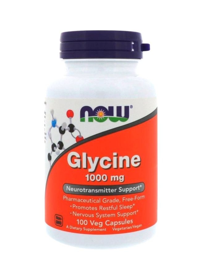 Now Foods Glycine 1000 mg Dietary Supplement - 100 Capsules - Image 1