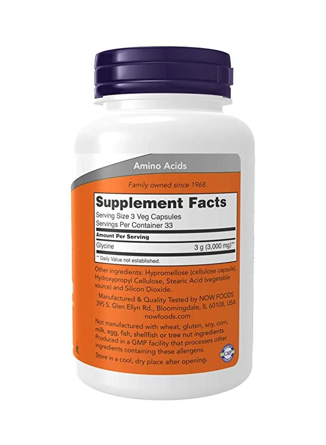 Now Foods Glycine 1000 mg Dietary Supplement - 100 Capsules - Image 2