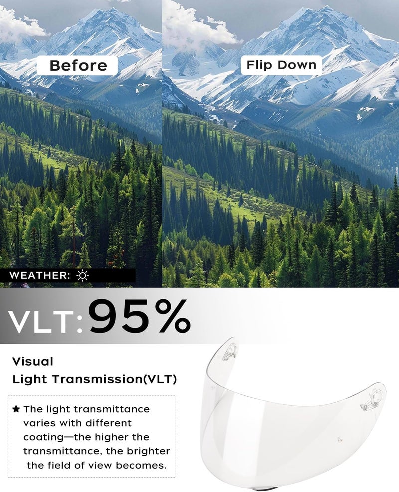 SOMAN K1 Helmet Visor Replacements, K1S Tinted Helmet Visor Compatible with K1 K1S K3SV K5 K5S UV Protection (Transparent) - Image 3