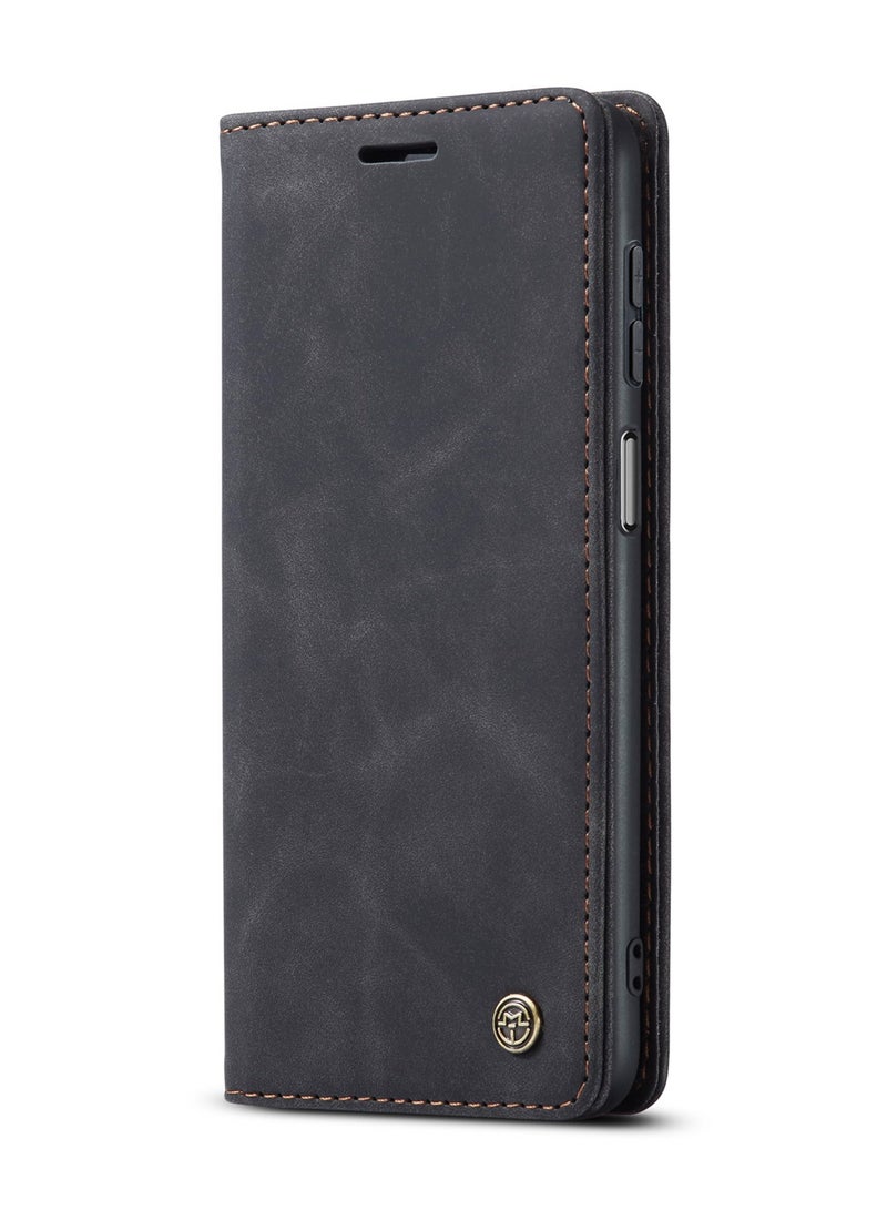 CaseMe Samsung Galaxy A25 5G Case Wallet Case Book Folding Flip Folio Case with Magnetic Kickstand Card Slots Protective Cover - Black - Image 2