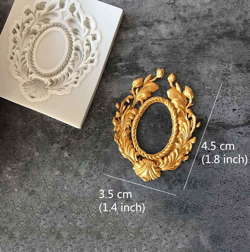 Juland 6 PCS Silicone Fondant Cake Mold Baroque Style Retro Photo Frame Mold for Sugarcraft, Cake Border Decoration, Cupcake Topper, Jewelry, Polymer Clay, Crafting Projects â€“ Gray - Image 4