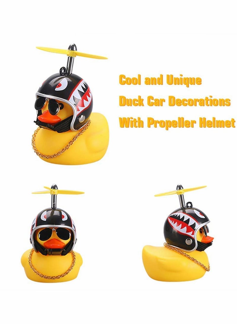 KASTWAVE Yellow Duck Car Dashboard Decorations with Propeller Helmet (2 Pack-Shark Bee) - Image 3