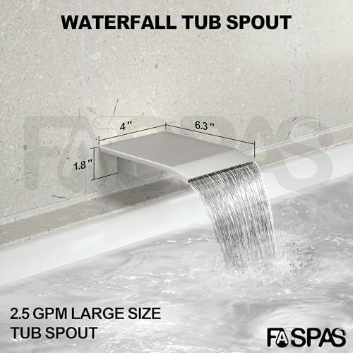 Fatspas Shower System with Tub Spout, Wall Mounted Shower Faucet Set for Bathroom with 12 Inch Rain Shower Head and Handheld Shower Head Set, Brushed Nickel - Image 4