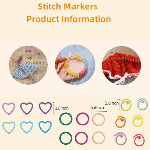 Hilsayum Round Shape Knitting Stitch Markers,50Pcs Multicolor Metal Stitch Markers with Floral Design Small Tin Box - Image 2