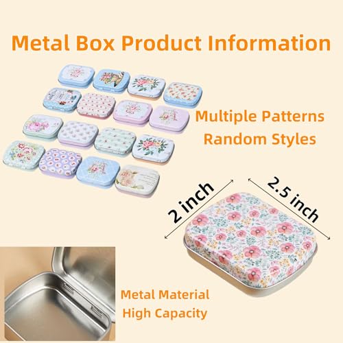 Hilsayum Round Shape Knitting Stitch Markers,50Pcs Multicolor Metal Stitch Markers with Floral Design Small Tin Box - Image 3