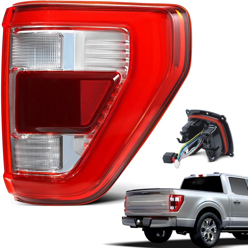 STRAUTOS Chrome LED Right Passenger Side Tail Light for 2021-2023 Ford F150 - Image 1